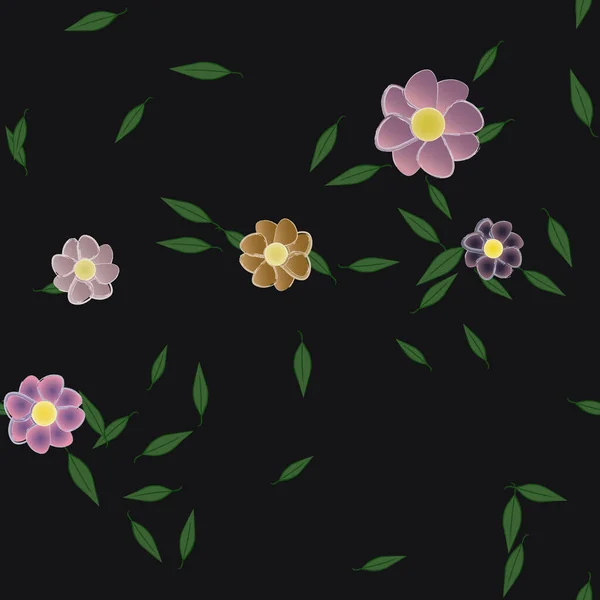 Follaje Flores Flores Florecen Fondo Pantalla Vector Ilustración — Archivo Imágenes Vectoriales