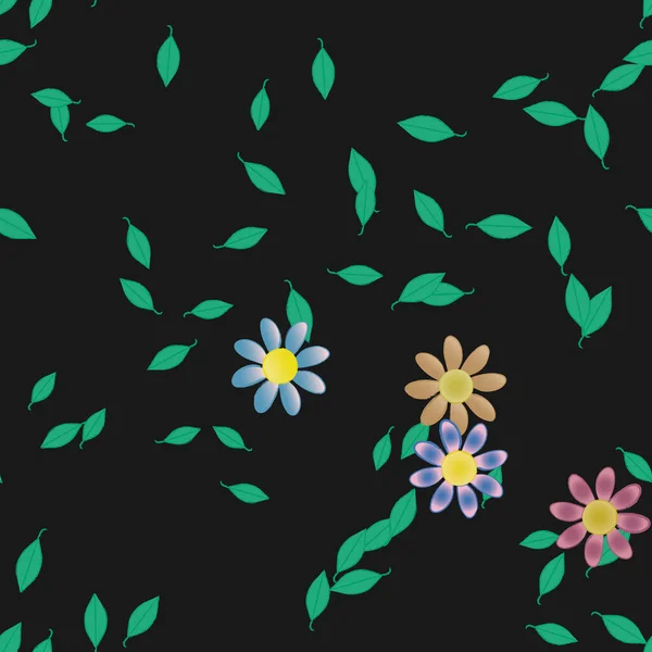 Kwiaty Kwitną Tapety Kwiaty Liści Wektor Ilustracja — Wektor stockowy