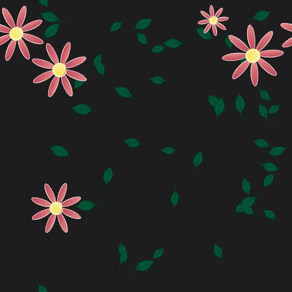 Follaje Flores Flores Florecen Fondo Pantalla Vector Ilustración — Vector de stock