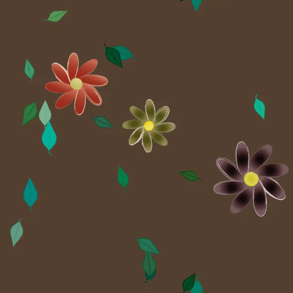 Follaje Flores Flores Florecen Fondo Pantalla Vector Ilustración — Vector de stock