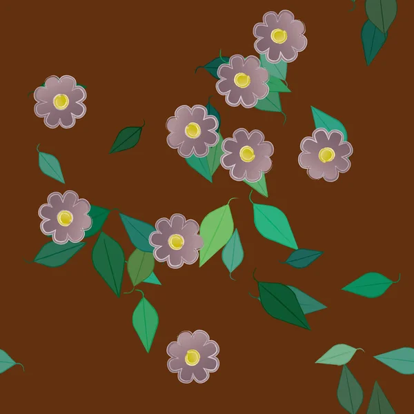 Follaje Flores Flores Florecen Fondo Pantalla Vector Ilustración — Vector de stock