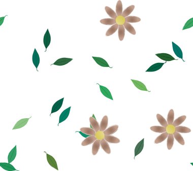 Çiçekler çiçek açan duvar kağıtları, çiçek açan yapraklar, vektör illüstrasyonu