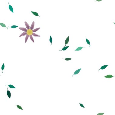 Çiçekler çiçek açan duvar kağıtları, çiçek açan yapraklar, vektör illüstrasyonu