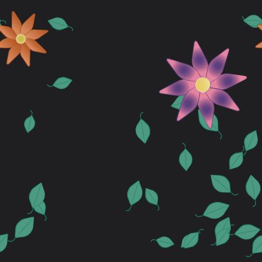 Çiçek yaprakları, çiçekler duvar kağıtları, vektör illüstrasyonları..