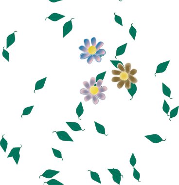 Çiçekler çiçek açan duvar kağıtları, çiçek açan yapraklar, vektör illüstrasyonu