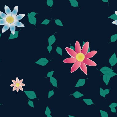 Çiçek yaprakları, çiçekler duvar kağıtları, vektör illüstrasyonları..