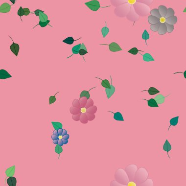 Çiçekler çiçek açan duvar kağıtları, çiçek açan yapraklar, vektör illüstrasyonu