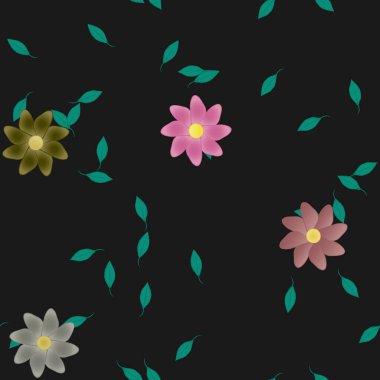 Çiçek yaprakları, çiçekler duvar kağıtları, vektör illüstrasyonları..