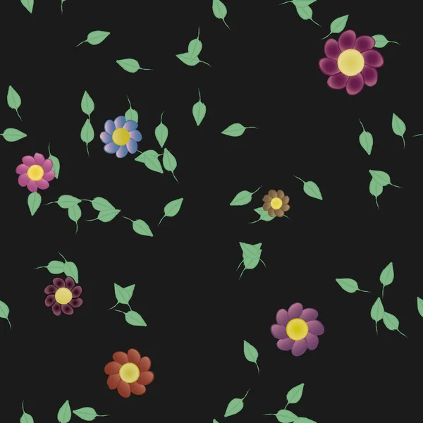 Bezešvé Květinové Olistění Pozadí Květiny Květinové Tapety Vektorové Ilustrace — Stockový vektor