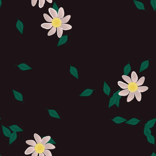 Sömlös Blomma Lövverk Bakgrund Blommor Blomma Tapet Vektor Illustration — Stock vektor