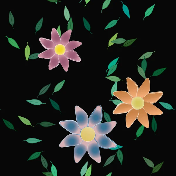 Fond Feuillage Sans Couture Fleurs Fleur Papier Peint Illustration Vectorielle — Image vectorielle