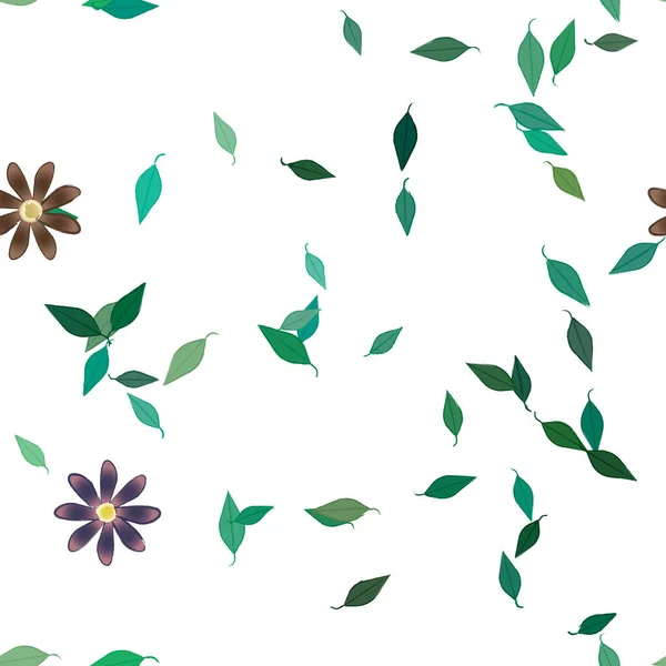 Hermosa Composición Con Flores Colores Simples Hojas Verdes Fondo Monocromo — Vector de stock