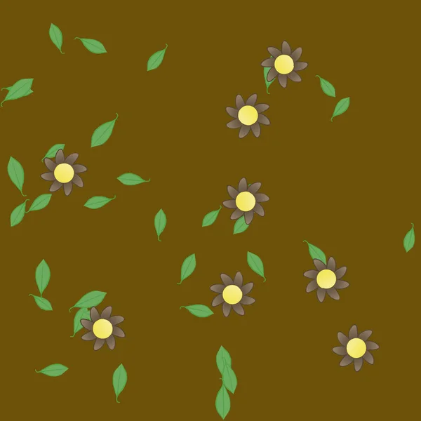 Follaje Flores Flores Florecen Fondo Pantalla Vector Ilustración — Archivo Imágenes Vectoriales