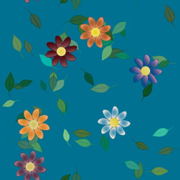 Feuillage Fleuri Papier Peint Fleuri Fleurs Illustration Vectorielle — Image vectorielle