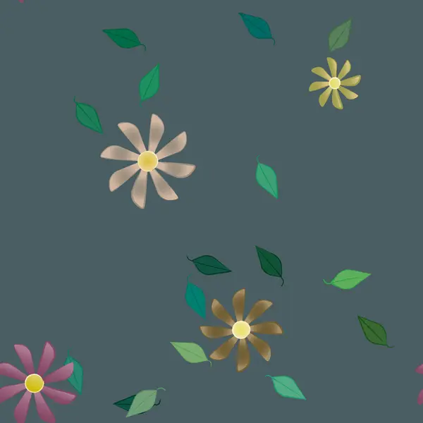 Feuillage Fleuri Papier Peint Fleuri Fleurs Illustration Vectorielle — Image vectorielle