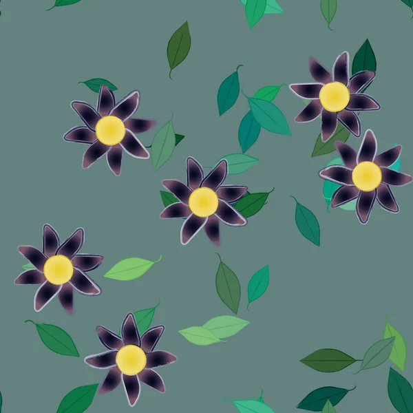 Follaje Flores Flores Florecen Fondo Pantalla Vector Ilustración — Vector de stock