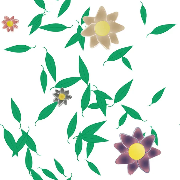 Feuillage Fleuri Papier Peint Fleuri Fleurs Illustration Vectorielle — Image vectorielle