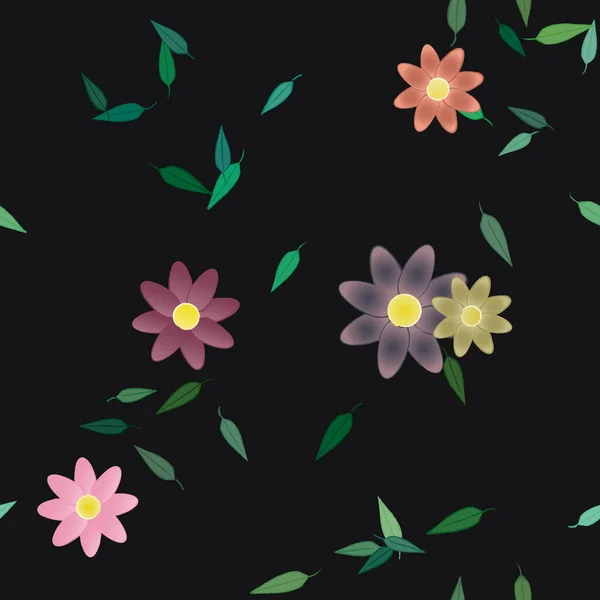 Follaje Flores Flores Florecen Fondo Pantalla Vector Ilustración — Archivo Imágenes Vectoriales