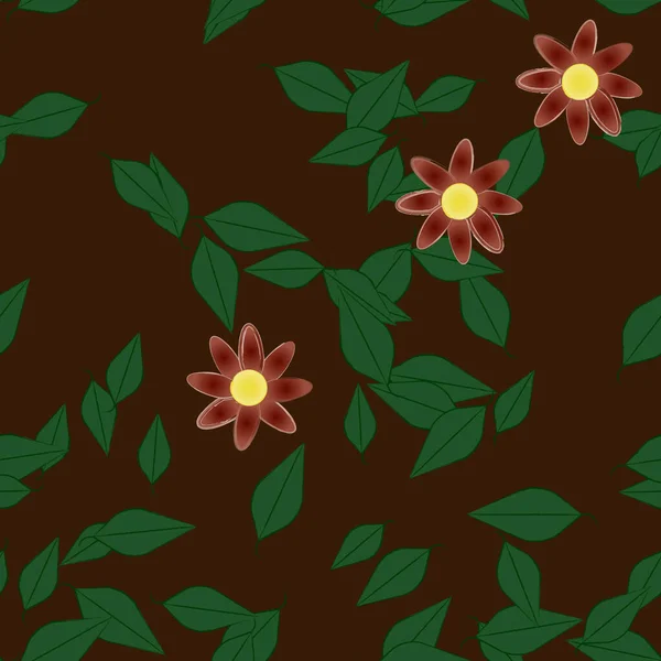 Flores Botánicas Florecen Fondo Pantalla Vector Ilustración — Vector de stock