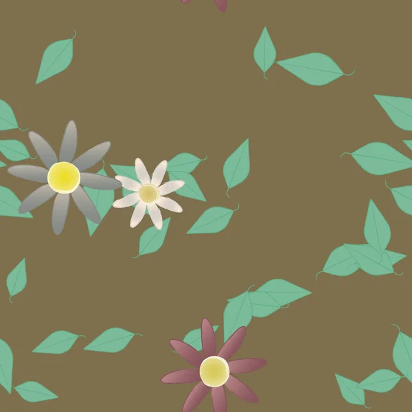 Follaje Flores Flores Florecen Fondo Pantalla Vector Ilustración — Vector de stock