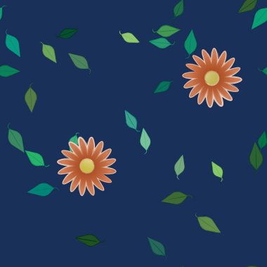 Çiçekler çiçek açan duvar kağıtları, çiçek açan yapraklar, vektör illüstrasyonu