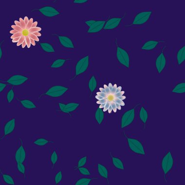 Çiçekler çiçek açan duvar kağıtları, çiçek açan yapraklar, vektör illüstrasyonu