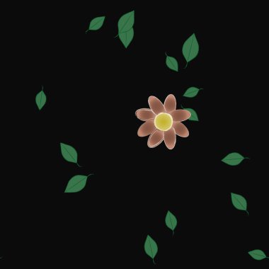 Çiçekler çiçek açan duvar kağıtları, çiçek açan yapraklar, vektör illüstrasyonu