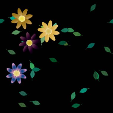 Çiçek yaprakları, çiçekler duvar kağıtları, vektör illüstrasyonları..