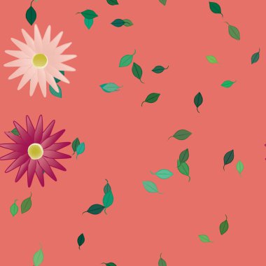 Çiçekler çiçek açan duvar kağıtları, çiçek açan yapraklar, vektör illüstrasyonu