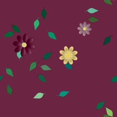 Çiçek yaprakları, çiçekler duvar kağıtları, vektör illüstrasyonları..