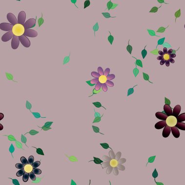 Çiçekler çiçek açan duvar kağıtları, çiçek açan yapraklar, vektör illüstrasyonu