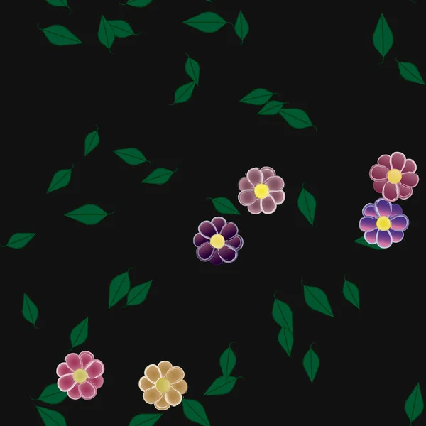 Follaje Flores Flores Florecen Fondo Pantalla Vector Ilustración — Vector de stock