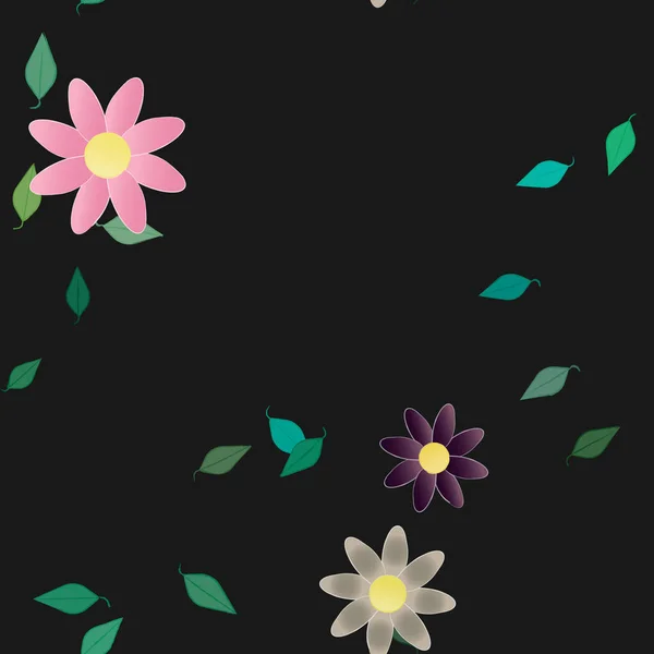 Follaje Flores Flores Florecen Fondo Pantalla Vector Ilustración — Vector de stock