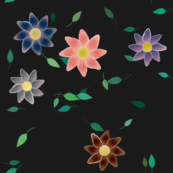 Flores Botánicas Fondo Ilustración Vectorial — Archivo Imágenes Vectoriales