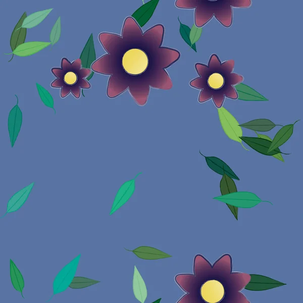 Follaje Flores Flores Florecen Fondo Pantalla Vector Ilustración — Vector de stock