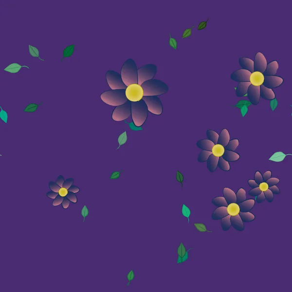 Flori Frunziș Flori Înfloresc Tapet Ilustrație Vectorială — Vector de stoc