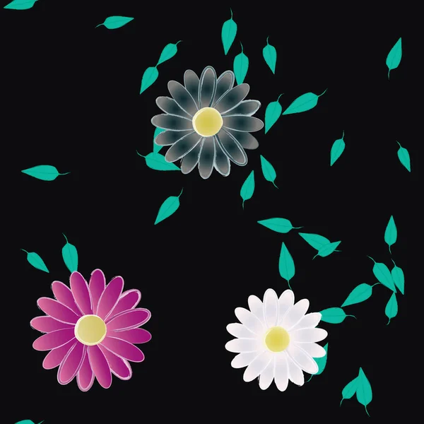 Follaje Flores Flores Florecen Fondo Pantalla Vector Ilustración — Vector de stock