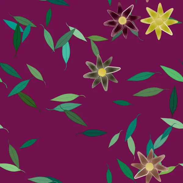 Feuillage Fleuri Papier Peint Fleuri Fleurs Illustration Vectorielle — Image vectorielle