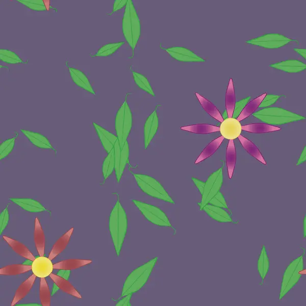 Fondo Follaje Sin Costuras Flores Florecen Fondo Pantalla Vector Ilustración — Archivo Imágenes Vectoriales