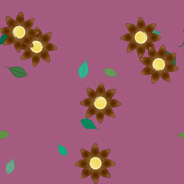 Follaje Flores Flores Florecen Fondo Pantalla Vector Ilustración — Archivo Imágenes Vectoriales