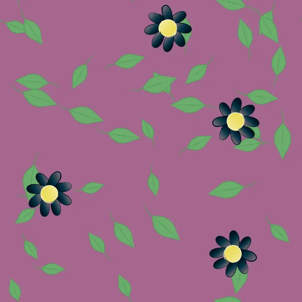 Follaje Flores Flores Florecen Fondo Pantalla Vector Ilustración — Vector de stock