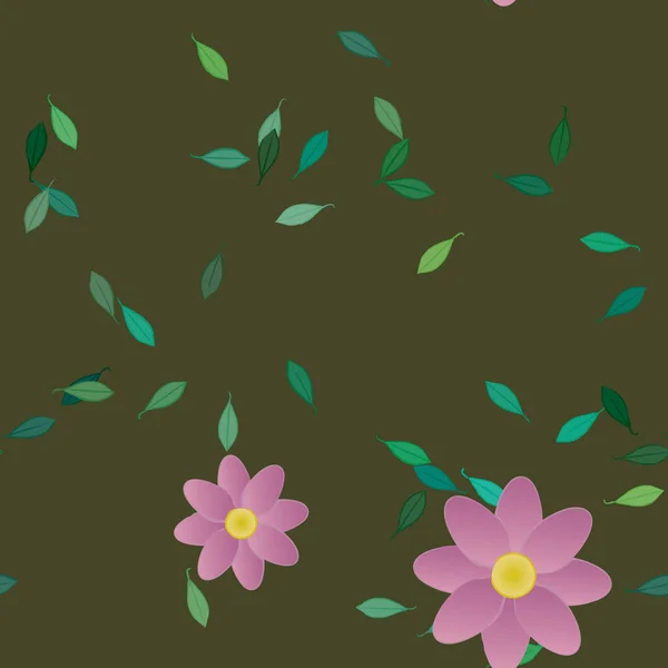 Follaje Flores Flores Florecen Fondo Pantalla Vector Ilustración — Vector de stock