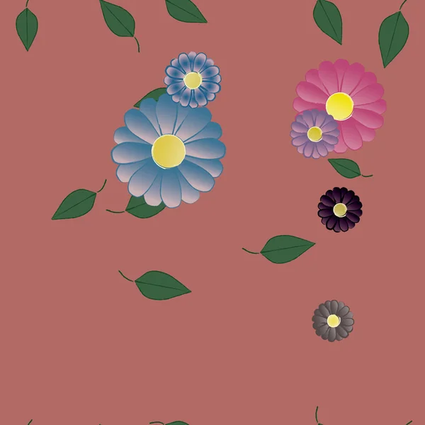 Nahtlose Laubhintergrund Blumen Blühen Tapete Vektorillustration — Stockvektor