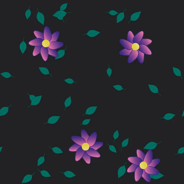 Follaje Flores Flores Florecen Fondo Pantalla Vector Ilustración — Vector de stock