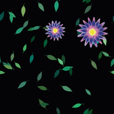 Kusursuz çiçek arkaplanı, çiçekler çiçek açan duvar kağıdı, vektör illüstrasyonu