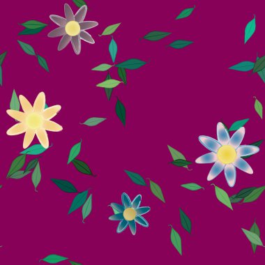 Çiçek yaprakları, çiçekler duvar kağıtları, vektör illüstrasyonları..