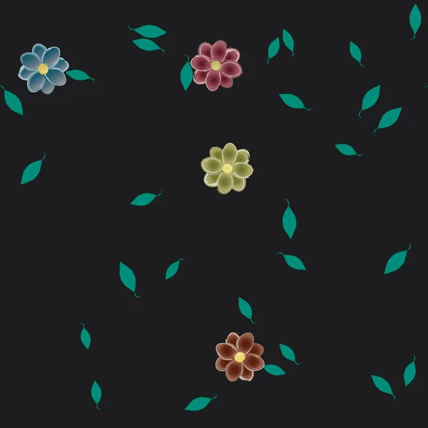Квіти Розквітнуть Шпалери Цвіте Листя Векторні Ілюстрації — стоковий вектор