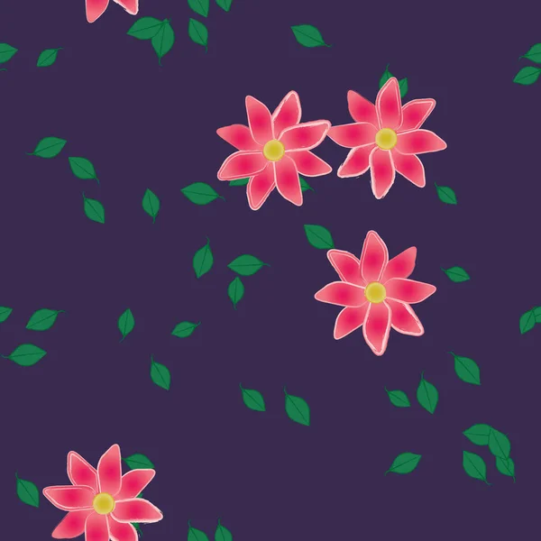 Follaje Flores Flores Florecen Fondo Pantalla Vector Ilustración — Vector de stock