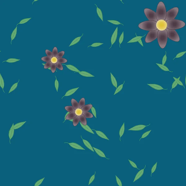 Fondo Follaje Sin Costuras Flores Florecen Fondo Pantalla Vector Ilustración — Archivo Imágenes Vectoriales