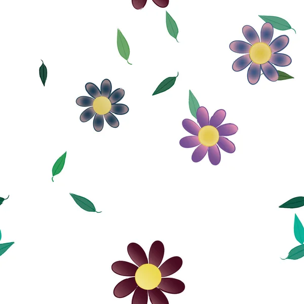 Follaje Flores Flores Florecen Fondo Pantalla Vector Ilustración — Archivo Imágenes Vectoriales